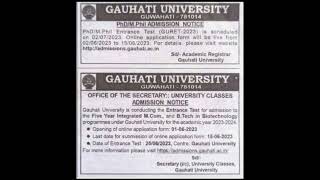 gauhati_university phd  Admission Notice 2023, Phd/Mphil (GURET 2023) Official Notification ?