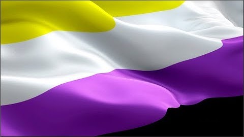 Nonbinary flag LGBT 1080p HD 1920X1080 footage video waving in wind. Non binary Rainbow Pride flag