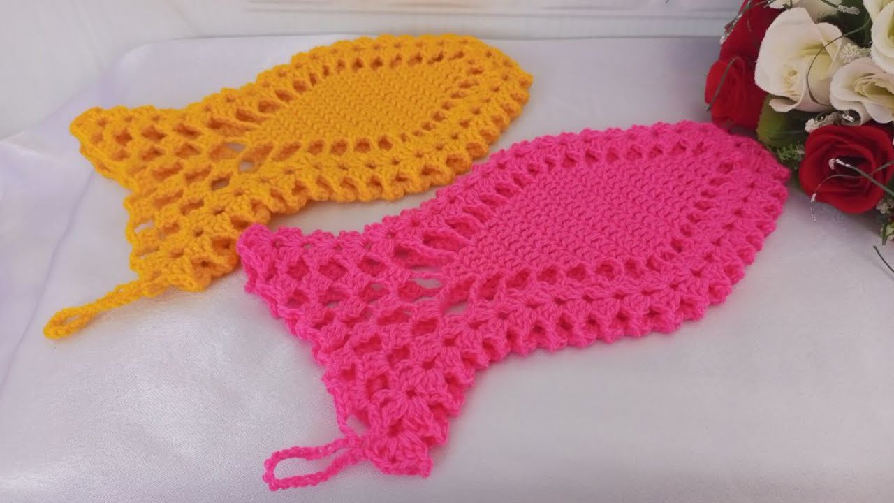 آموزش لیف بافتنی ماهی/ crochet fish washcloth tutorial
