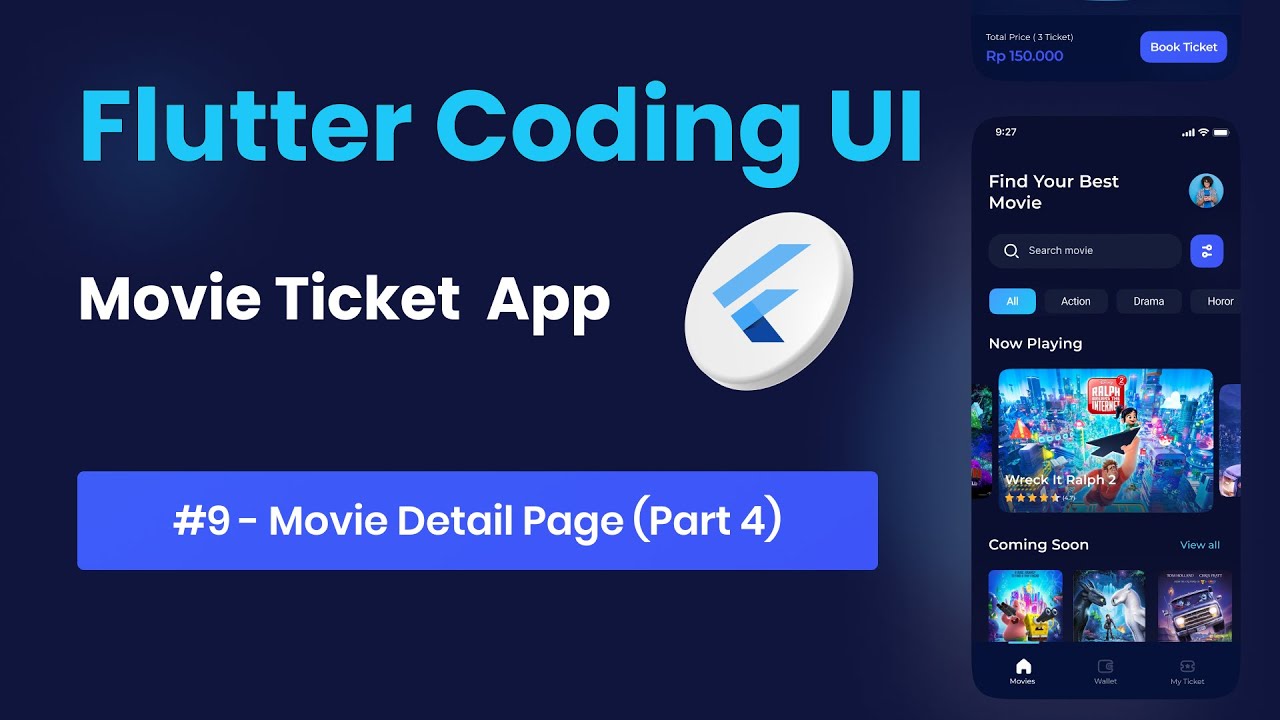 Flutter Coding UI Speed code 2022 - Movie Ticket App - #9 - Movie ...