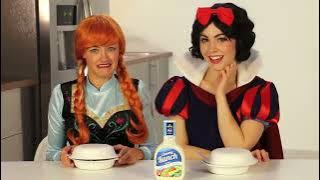 Anna vs Snow White Ice Cream Challenge for Kids. DisneyToysFan.