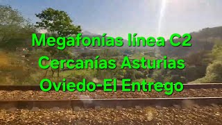 Megafonías de la línea C2 de Cercanías Asturias, desde Oviedo hasta El Entrego