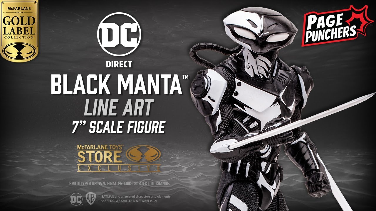 Figura McFarlane Toys Black Manta – Line Art (Page Punchers) Gold Label – 17,8 Cm – Con Fumetto E Accessori – DC Comics