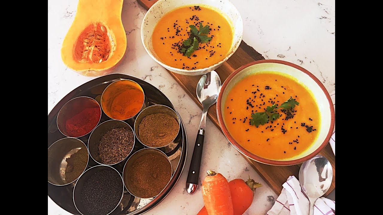 Crema de calabaza asada con especias - Anjalina Chugani