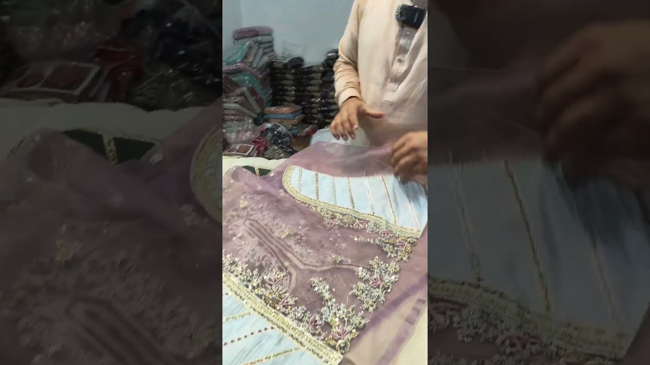 Luxury Basanti Pure Organza Dress | Silk Contrast | Crystal Embroidery | Wedding & Party Wear