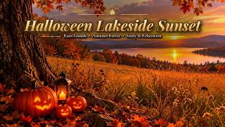 Halloween Lakeside Sunset 🍂 3 Hours of Soft Rain & Autumn Breeze for Sleep, Study & Relaxation