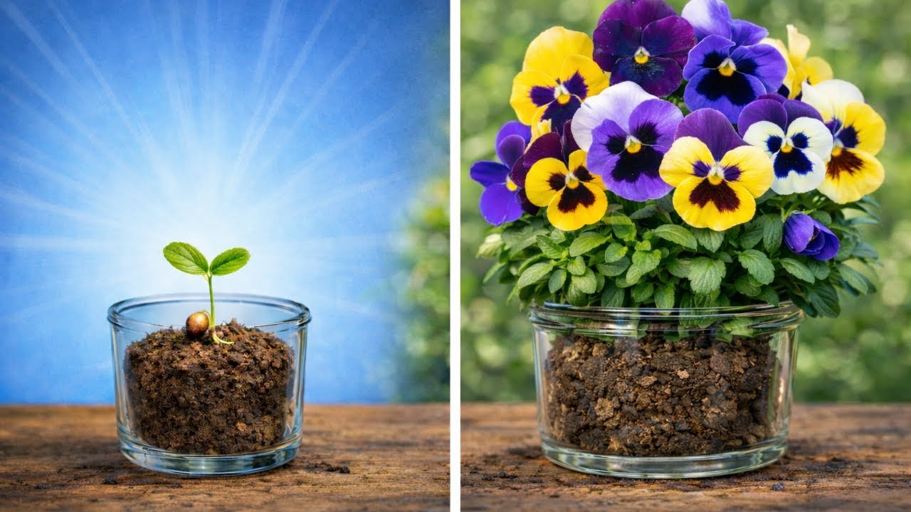 Pansy Seed to Flower 🌸 | Complete Germination & Blooming Timelapse