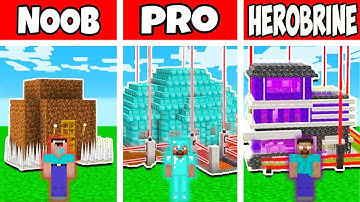 Minecraft Battle: NOOB vs PRO vs HEROBRINE: SAFEST HOUSE CHALLENGE / Animation