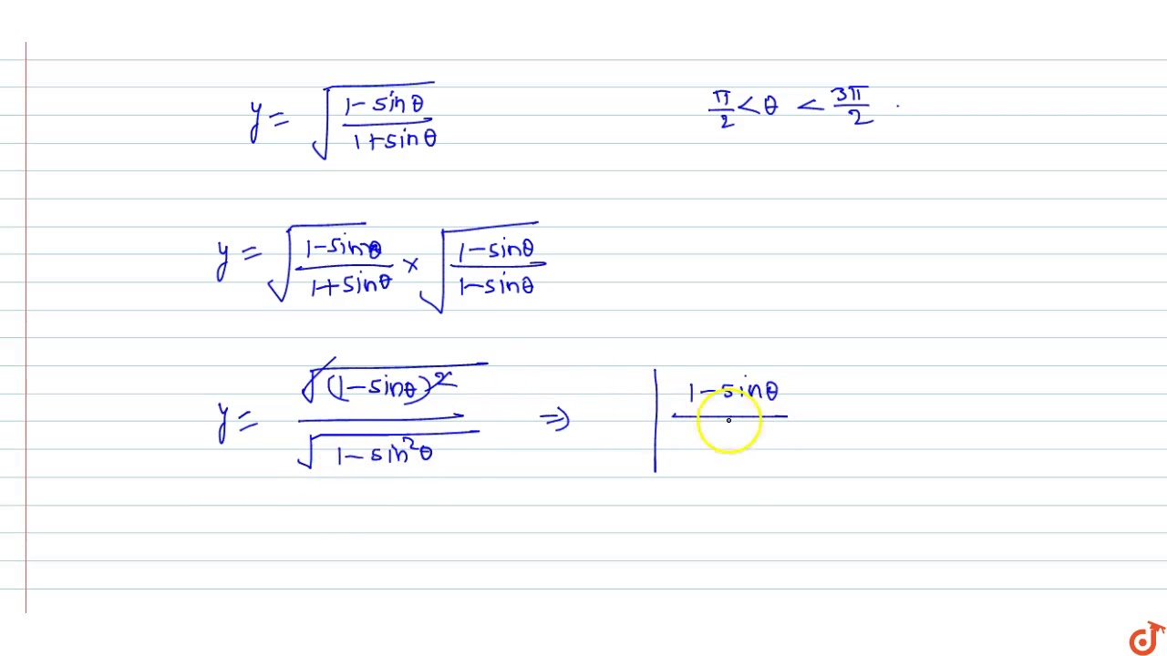 If Pi 2 Lt Theta Lt 3pi 2 Then Sqrt 1 Sin Theta 1 Sin Theta Is Equal To Youtube If Pi 2 Lt Theta Lt 3pi 2 Then Sqrt 1 Sin Theta 1 Sin Theta Is Equal To Youtube