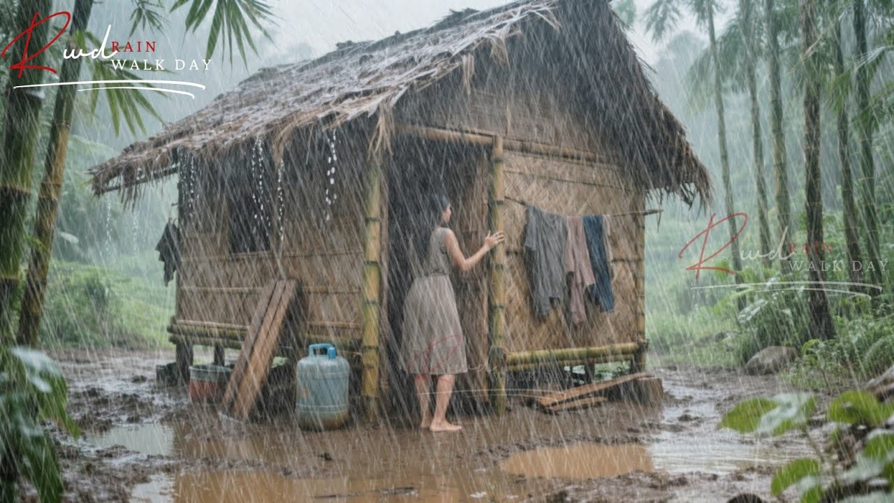 ГОРЫ, ПОСТРАДАВШИЕ ОТ ПРОЛИВНОГО ДОЖДЯ, РАСЛАЖДАЮЩИЕ ДЕРЕВНИ, ПРОГУЛКА ПОД ХОЛОДНЫМ ДОЖДЕМ