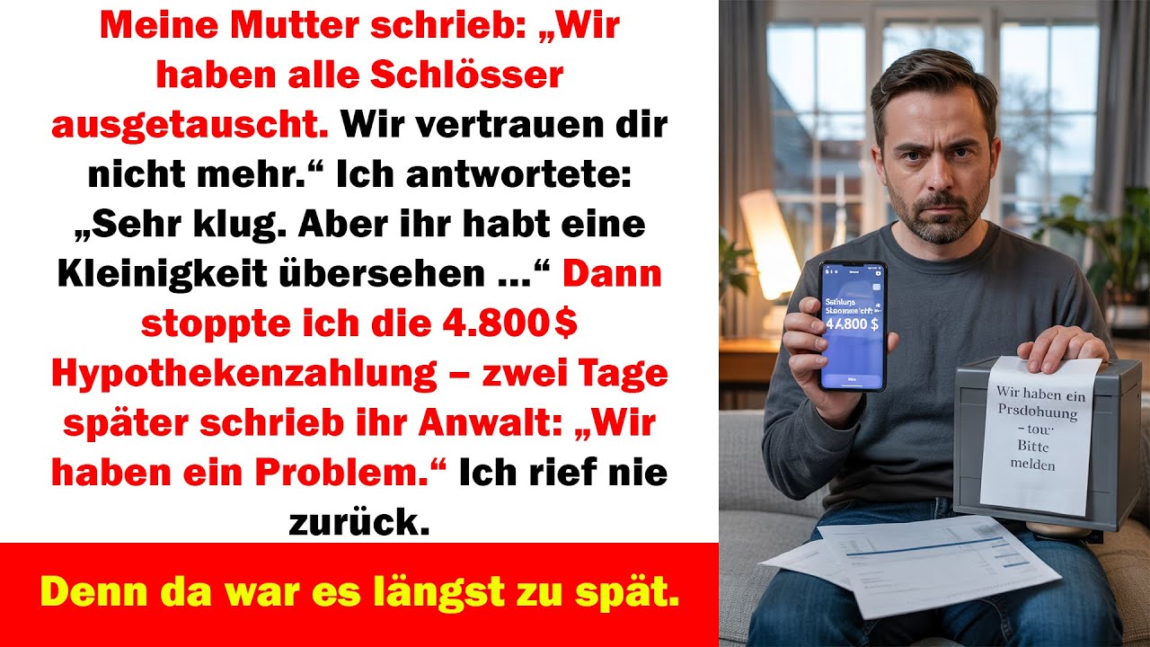 Sie änderten die Schlösser und verbannten mich – doch sie vergaßen, wer die Hypothek bezahlte.