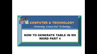 HOW TO GENERATE TABLE IN MS WORD PART 4