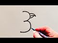 How to Draw Cute Bird From Number 3 | Easy Bird Drawing | Number Drawing