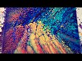 (203) Rainbow of Cells! Large Canvas No Silicone - Moving Straight Pour Fluid Acrylic Paint Pouring