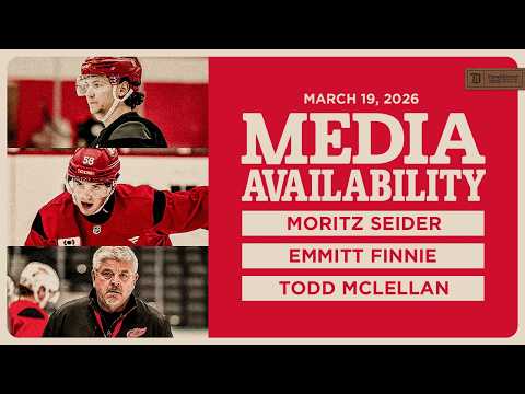 Moritz Seider, Emmitt Finnie, Todd McLellan Morning Skate Media | March 19, 2026