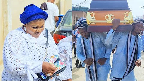 See The Moment Yoruba Actor Funsho Wife Dance & Spray Money At Her Husband's Mom Burial