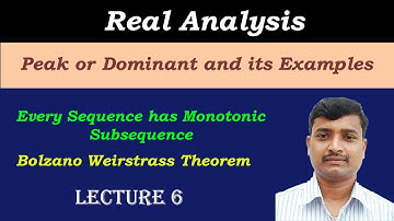 Peak or Dominant definition II Bolzano-weirstrass theorem  for Sequences. Real Analysis, B.Sc, Mat