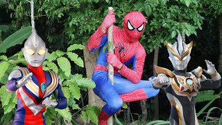 Lucu Spiderman Lompat Keren Mencari Ultraman Zero, ultraman Ginga, Ultraman Dyna, ultraman Cosmos,