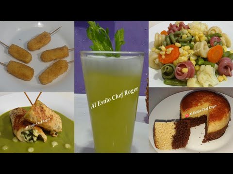 Menu completo 4, botana, pasta, pollo, agua de fruta, postre | Chef Roger Oficial