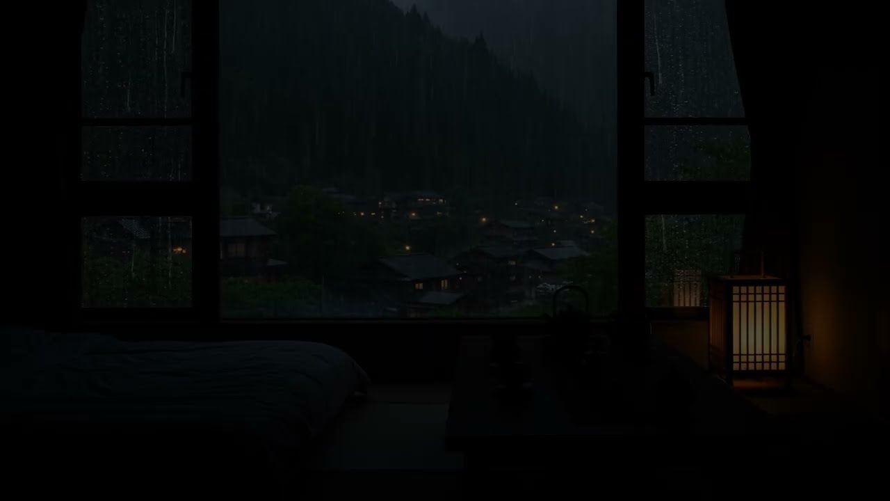 Deep Mountain Rain at a Quiet Cabin (No Ads) | Dark Bedroom Sounds for Deep Sleep & Relaxation