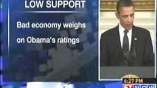 US President Barack Obama's approval ratings dip