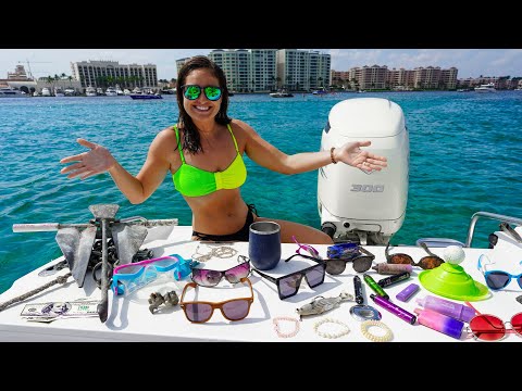 Treasure Hunting Underwater after Sandbar Boat PARTY! Lake Boca Raton, Florida