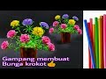 cara mebuat bunga krokot dari sedotan plastik | beautiful straw flowers