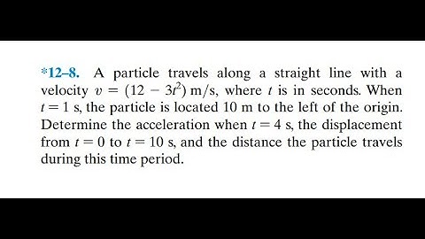 A particle travels along a straight line with a velocity where is in seconds. When , the particle is