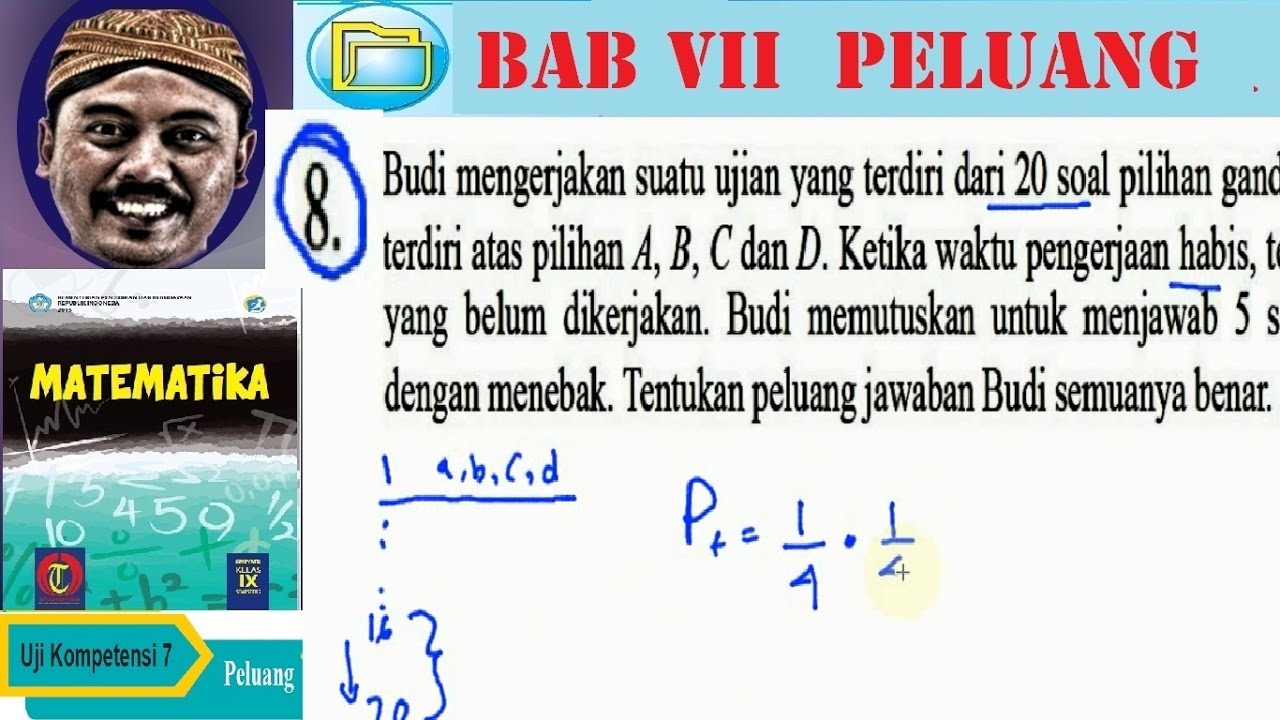 peluang tebakan 5 soal pilihan ganda matematika smp kelas 9 k13 uk 7 no 08