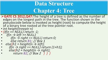 GATE CS 2012,Q47:The height of a tree is defined as the number of edges on the longest path  in the