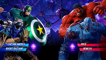 Green Cap & Rocket Raccoon vs Red Hulk & Nemesis (Very Hard) - Marvel vs Capcom | 4K UHD Gameplay