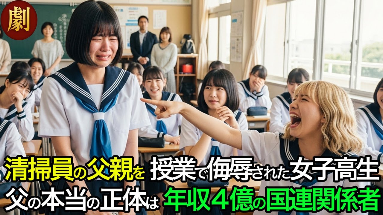 授業参観で清掃員の父をバカにされた女子高生。その後、現れた老人の一言に、全員が凍りつく。