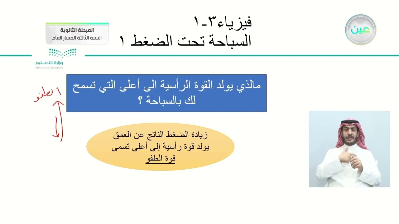 السباحة تحت الضغط 1 - الفيزياء (3) - المرحلة الثانوية