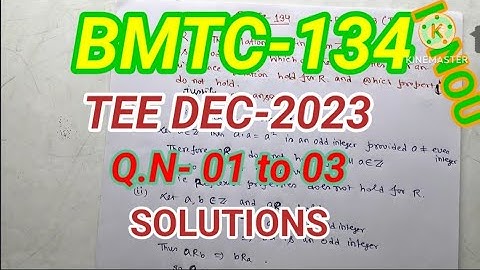 BMTC-134|TEE DEC 2023| Q.N-01-03|Previous year Solved question| MATH SOLUTIONS for all|