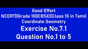 NCERT  || CBSE Class 10 -  Coordinate Geometry Exercise 7.1 Question no 1 to 5 in Tamil
