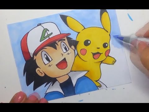 Drawing Pikachu and Ash - Copic markers speed pain - YouTube