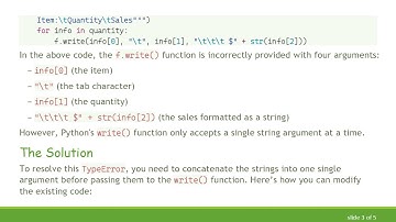 Resolving the TypeError: Understanding the write() Function in Python