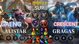 DFM Gaeng Alistar vs Crescent Gragas Sup - KR Patch 11.4