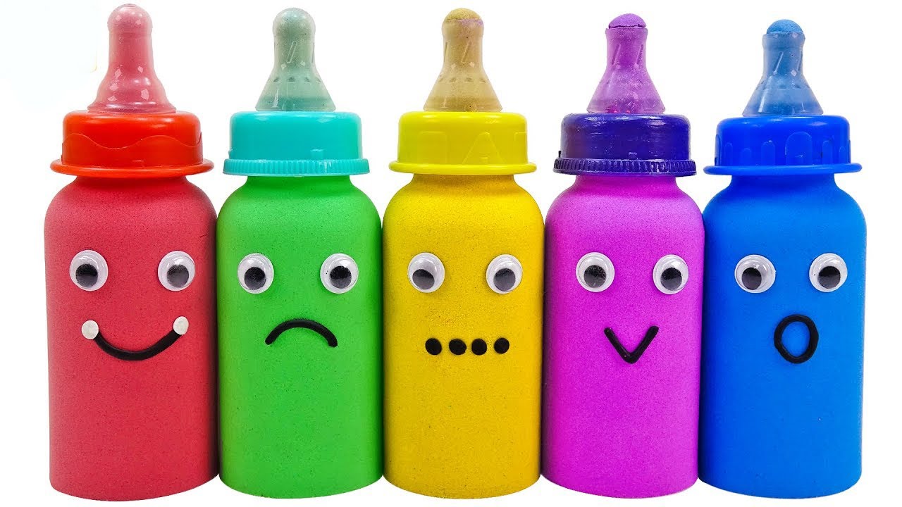 Satisfying Video l How To Make Rainbow Milk Bottles With Sand Cutting YouTube