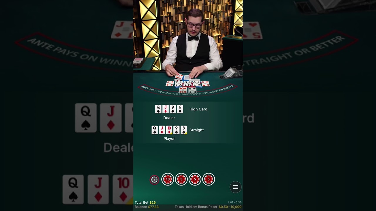 Casino Bonus Poker All-In with a Straight on BC.Game