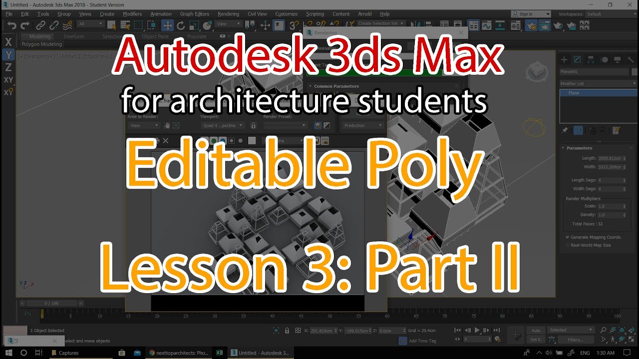 3ds Max Tutorial for architecture students, Editable Poly, lesson 3 ...