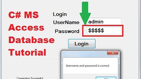 C# MS Access Database Tutorial 3 # Password Protection using Textbox