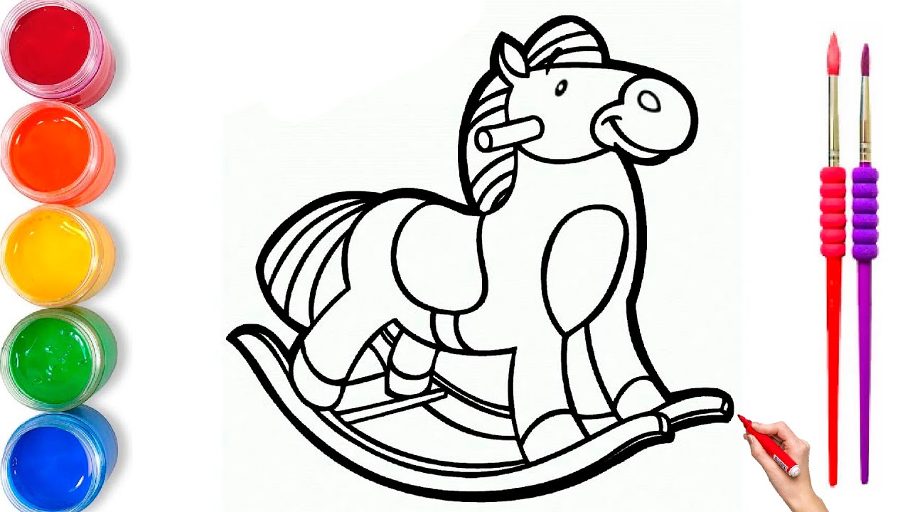 Joja Rasm Bolalar uchun O'yinchoq Ot rasm chizish/Drawing Toy Horse for children ...
