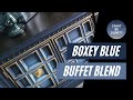 Boxey Blue Buffet Blend-blending over mouldings with surprise decoupage!