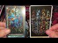 Stained Glass Tarot by Crafterian & Stained Glass Tarot by Destiny Books side by side presentation
