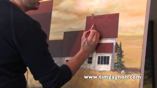 Acrylic Landscape Painting Tips and Tricks - Painting Shingles on a Roof by Tim Gagnon