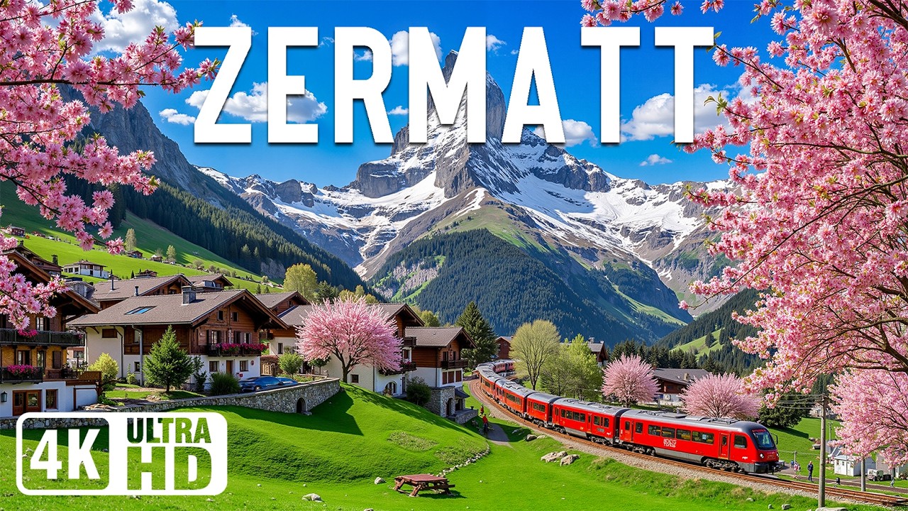 Zermatt Spring 4K | Discover Alpine Majesty – Matterhorn Views, Flowered Meadows & Quiet Chalets
