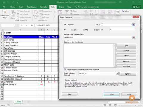 Using Solver In Excel 2016 Youtube