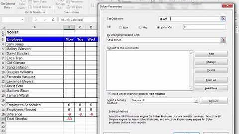 Using Solver in Excel 2016