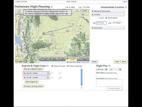 Flight planning tool: update intermediate lat/lng location